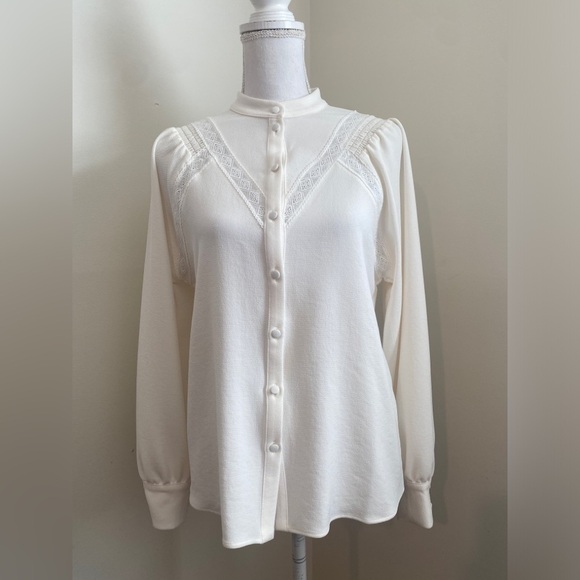 Sezane Jazz Blouse Long Sleeve in Ecru Size 4 NWT - Picture 2 of 11